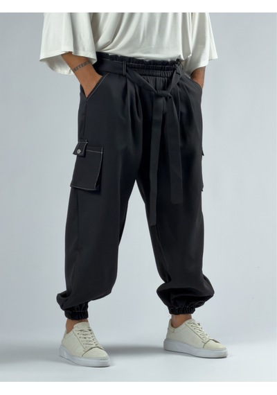 Cocopelli Siyah Erkek Bol Kesim Kargo Cepli Jogger Pantolon Coc3301