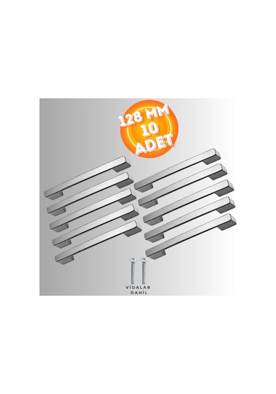 Köprü Kulp Dolap Çekmece Kulbu Metal Kulp 128 Mm 10 Adet Krom