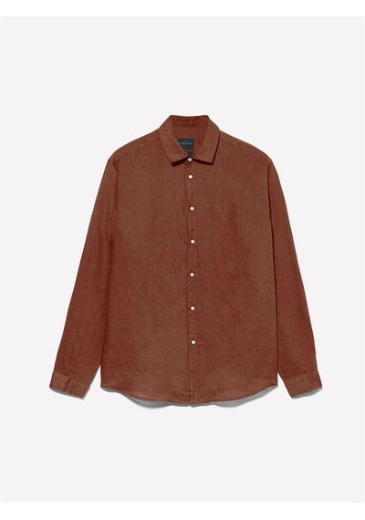 Sisley %100 Keten Regular Fit Gömlek Erkek Kahverengi Gömlek - 325p5bkusq029