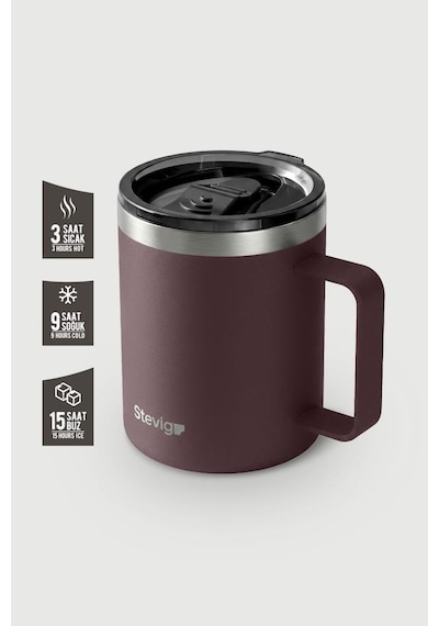 Stevig 1 Cap Daily Mug Kupa Çelik Termos 350 Ml Dark Plum St-266 Bordo