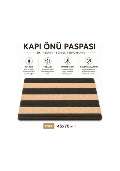 Delta Cc003a Bej Kaymaz Taban Nem Alıcı Toz Alıcı Kapı Önü Paspası Uv Dayanıklı 45x70 Cm