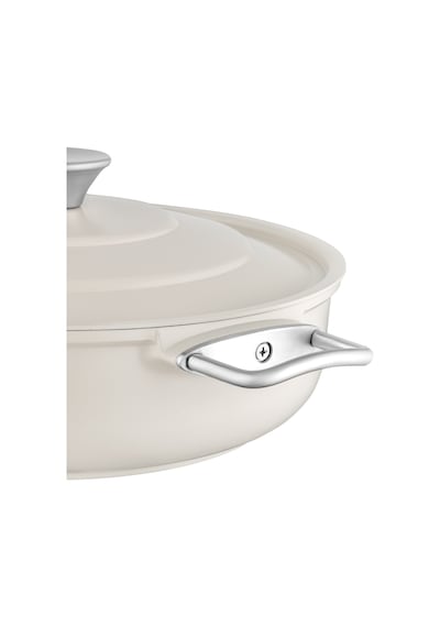 Madame Coco Vincenzo Döküm Alüminyum Kısa Tencere - Gri/bej - 28 Cm 8684427212981 Çok Renkli
