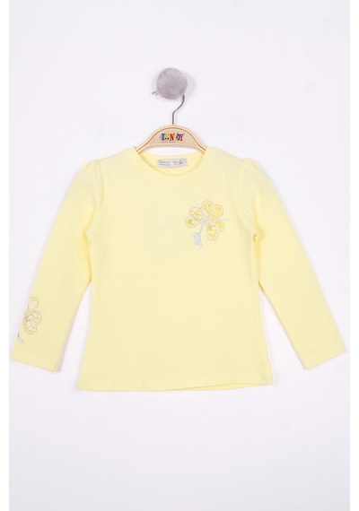 Toontoy Kids Toontoy Kız Çocuk Yonca Nakışlı Sweatshirt Sarı