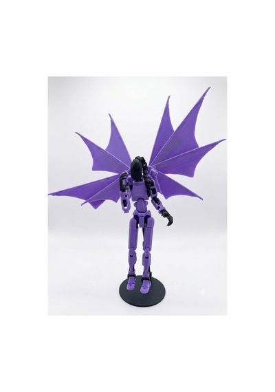 Dummy 13 Mor Saçlı Kanatlı Hareketli Figür - 3d Robot Oynar Eklemli Stand Hediyeli