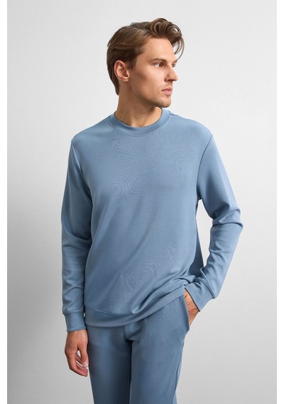 Backandbond Mavi Regular Fit Bisiklet Yaka Sweatshirt