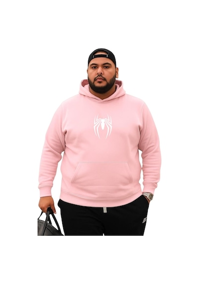 Benroma 3 İplik Penye Örümcek Baskılı Büyük Beden Sweatshırt Pembe