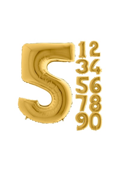 5 Yaş Rakam Folyo Balon Gold 100 CM .Doğum Günü. Yaşgünü. Parti.