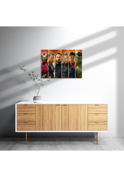 Cakasepetim Iron Man, Thor, Captain America, Black Widow, Dr.strange Ve Hulk Ahşap Mdf Tablo