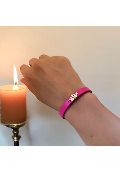Archin B Harfine Özel Taç Motifli 14 Ayar Altın Plakalı Doğal Pembe Derili Hediye Bileklik-642harf B Archin B Harfine Özel Taç Motifli 14 Ayar Altın Plakalı Doğal Pembe Derili Hediye Bileklik-642harf B