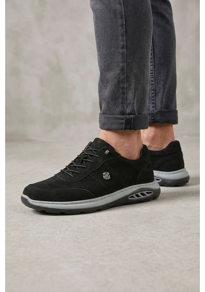 Letao Erkek Taba Yüksek Kalite Hakiki Deri Günlük Konfor Ayakkabı - Casual Sneaker Siyah