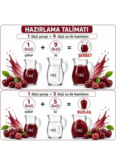 Ori Vişne Aromalı Şerbet Ve Buzlaş Konsantre Şurubu 6 Kg