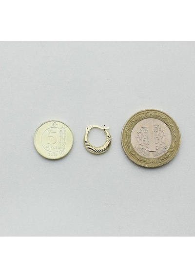 Yelpaze Motifli Minik Altın Küpe Çap:1.2cm Sarı Altın