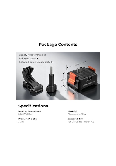 K&f Concept Osmo Pocket 3 / 4 Osmo Pocket 4 Için Şarj Soketli Stand Type-c