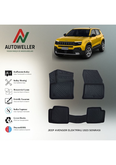 Jeep Avenger 2023 Sonrası Uyumlu Havuzlu Oto Paspas Elektrikli