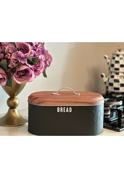 Makri Home Ekmeklik, Metal Ekmeklik, Ekmek Sepeti ,yerli Üretim 34 Cm X 19 Cm X 16 Cm Siyah