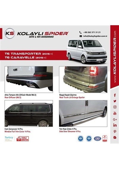Volkswagen Caravelle T6 Cam Çerçevesi 14 Prç Krom K.Ş Çift Sürg