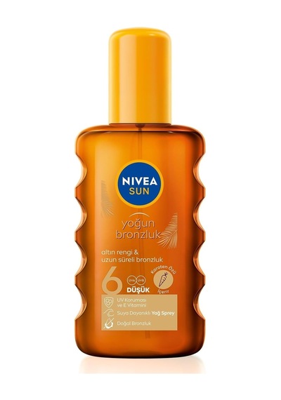 Nıvea Sun Karoten Özlü Yoğun Bronzlaştırıcı Güneş Yağ Sprey 200ml, E Vitamini,doğal Ve Altın Rengi Bronzluk