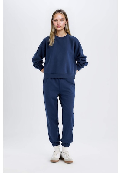 Defacto Regular Fit Normal Kalıp Basic İçi Kalın Polarlı Kadın Eşofman Takımı D8022AXNSNV241 - Lacivert