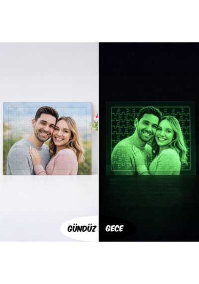 Bk Gift Kişiye Özel Fotoğraflı 99 Parça A4 Fosforlu Puzzle -1, Gece Parlayan Puzzle, Sevgiliye Ve Ev Hediyesi Kobitmeyencom36674 Bk Gift