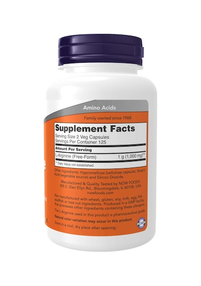 Now L-arginine 500 Mg 250 Caps