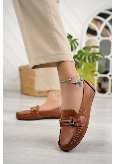 Khayt Daisy Casual Günlük Kadın Babet Ayakkabı Taba