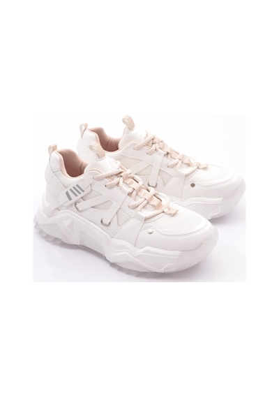 Dgn 65160 Kadin Bağcikli Sneaker Ayakkabi 65160-2027-R10780 Beyaz - Ten