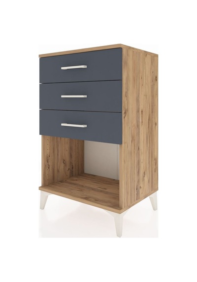 Hyperion Komodin 3 Çekmeceli 60x44x96 Çam-antrasit Çam
