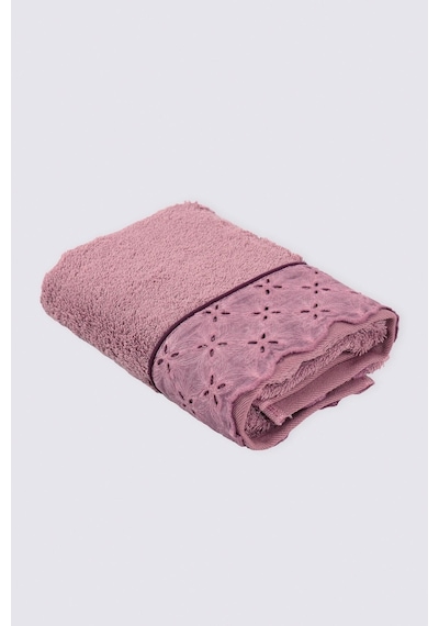 Ecocotton Ella Banyo Havlusu %100 Organik Pamuk Brodeli Pudra 80x150 Cm - Pamuk