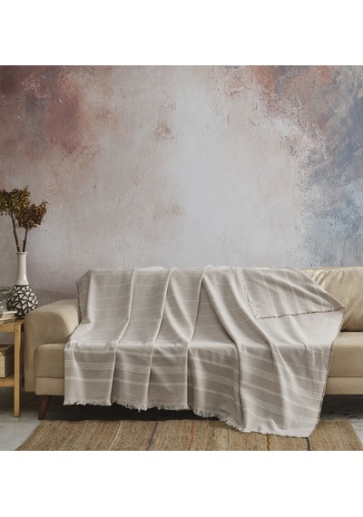 Madrid %100 Pamuklu Natural Koltuk Örtüsü I Koltuk Şalı I Çekyat Örtüsü I 170x210cm 001