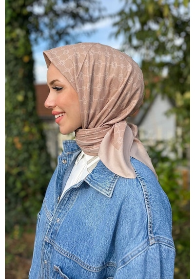Aker Elegance Monogram Eşarp - 1090500-983 - Sütlü Kahve