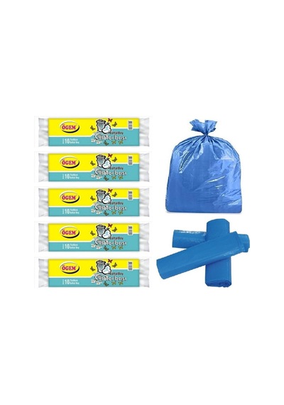 Ögem Battal Boy Çöp Torbası Mavi 75X90 Cm 10 Lu 5 Rulo