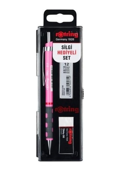 Rotring Tikky Okul Seti 0.5 Mm Neon Pembe Versatil Kalem + Silgi