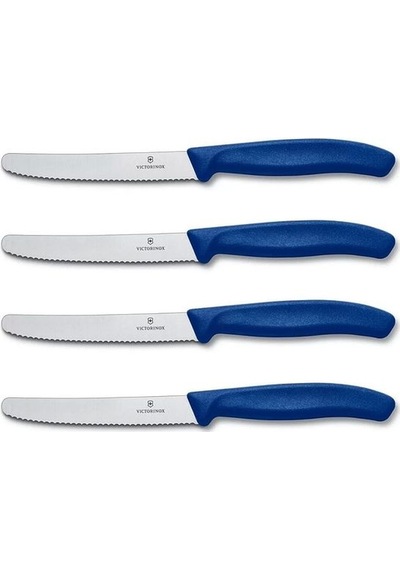 6.7832 Swissclassic 11cm Domates & Sosis Bıçağı Mavi 4lü Set Mavi