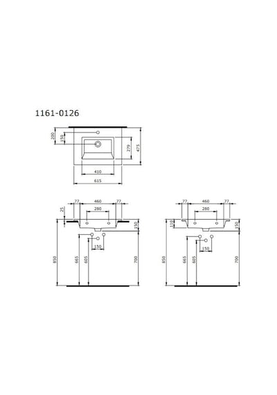 Bocchi Milano Etajerli Lavabo 60 CM Parlak Beyaz 1161-001-0126