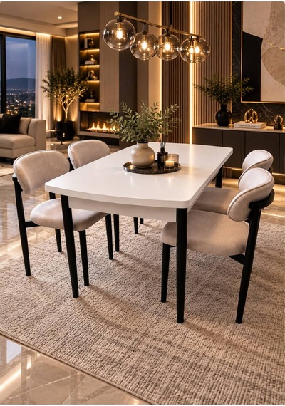 Sfm Serisi 80 X 130 Mutfak Masası Takımı Salon Takımı Mutfak Masası Bej
