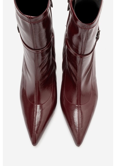 Luvi Shoes Andora Bordo Kırışık Rugan Kadın Topuklu Bot