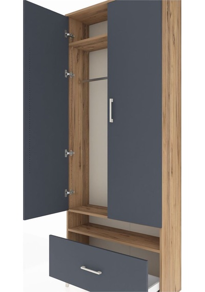 Arges Dolap 3 Raflı Tek Çekmeceli Tek Askılı 88x30x221 Çam-antrasit Atlas Çam Arges Dolap 3 Raflı Tek Çekmeceli Tek Askılı 88x30x221 Çam-antrasit Atlas Çam