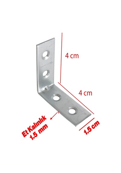 25 Adet Metal Köşebent 40x40x15 Mm İnce L Demiri Gönye Mobilya Duvar Sabitleme Bağlantı Apara