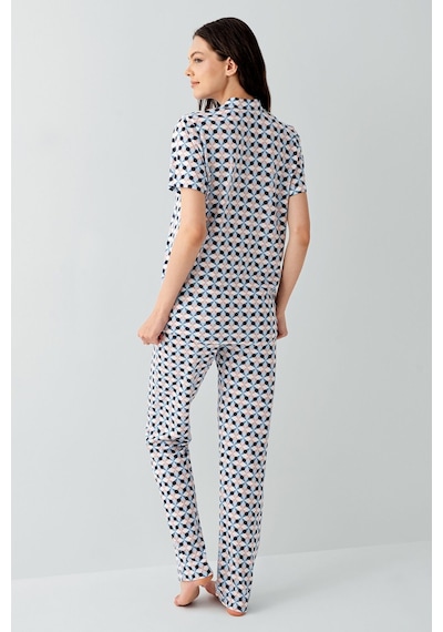 Arnetta Kadın Mavi Gömlek Pijama Takım Mavi