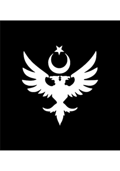 Çift Başlı Kartal Ay Yıldız Araç, Araba, Oto, Motorsiklet, Kask, Laptop, Cam Sticker 20x20 Cm