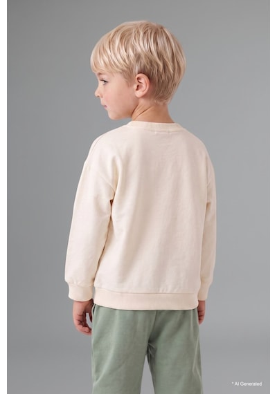 Defacto Dinozor Baskılı Sweatshirt Üst Lastikli Paça Alt 2li Takım Erkek Bebek H8482a526auer118 Ekru-er118