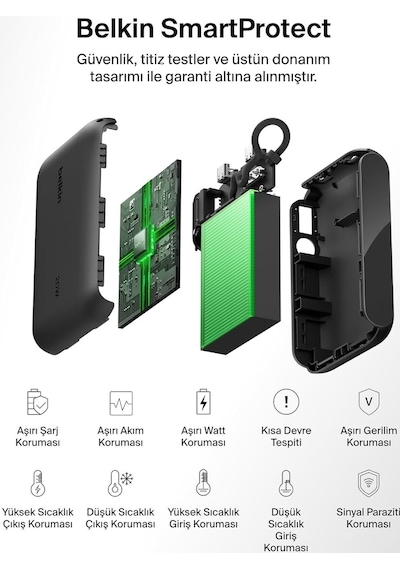 Belkin Bpb027hqbk Boostcharge 10.000 Mah 20w Usb-c Powerbank Dijital Göstergeli Taşınabilir Şarj Cihazı - Siyah