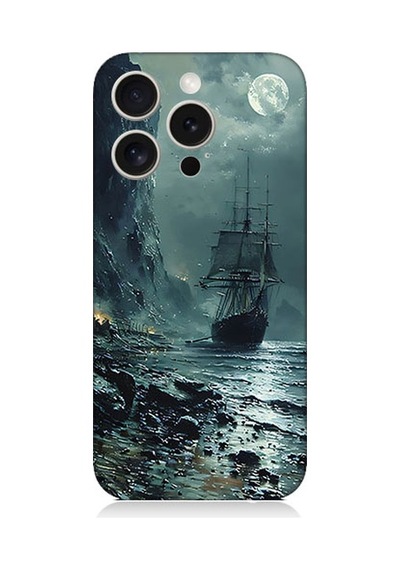 Apple Uyumlu iPhone 15 Pro Max Fırtınalı Deniz Desenli Silikon Kılıf Silikon