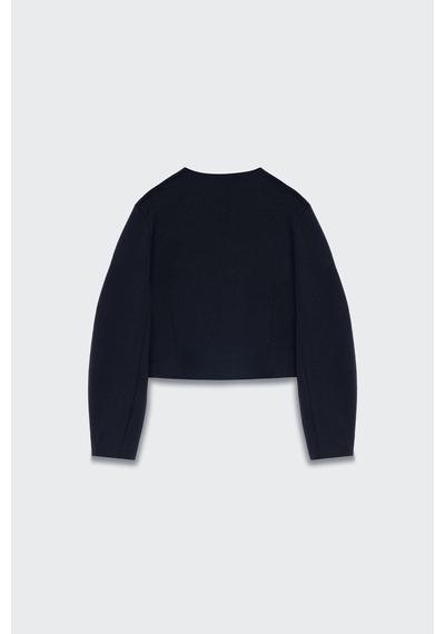 Kadın Lacivert Balon Kol Crop Blazer Lacivert