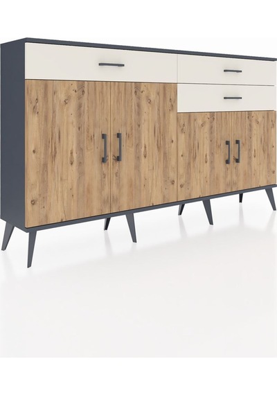 Arges Konsol 2 Raflı 3 Çekmeceli 4 Kapaklı 176x30x99 Antrasit-çam/aytaşı Atlas Çam/aytası - Antrasıt Arges Konsol 2 Raflı 3 Çekmeceli 4 Kapaklı 176x30x99 Antrasit-çam/aytaşı Atlas Çam/aytası - Antrasıt