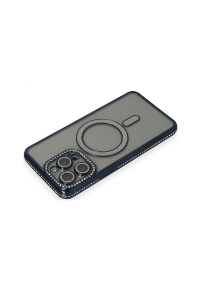 Apple iPhone Uyumlu  14 Pro Uyumlu Kılıf Joke Simli Magneticsafe Kılıf - Lacivert