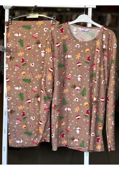 Sude Yılbaşı Temalı Pijama Takımı Çok Renkli