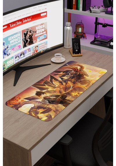 Zhongli Genshin Impact Anime Gacha V1 - 70x30 Xl Gaming Mouse Pad Fare Altlığı
