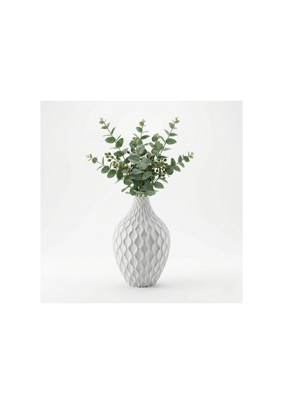 Modern Spiral Tasarım Beyaz Mermer Dokulu Dekoratif Vazo Ve Saksı - 21 Cm Beyaz