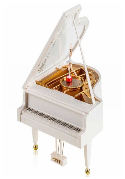 Mobgift Kuyruklu Piyano/grand Piano Kurmalı Müzik Kutusu Beyaz